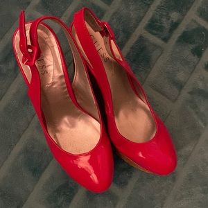 Good condition red wedge shoes